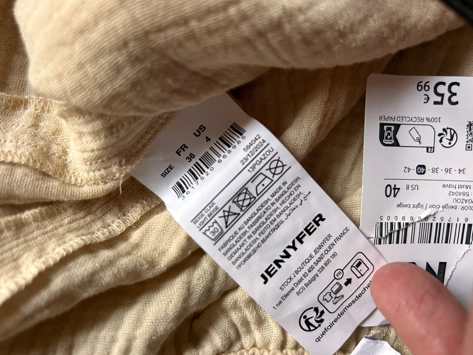 Jennyfer Cotton Gauze Cargo Pants – Size 36 / S (Light Beige) – photo 9